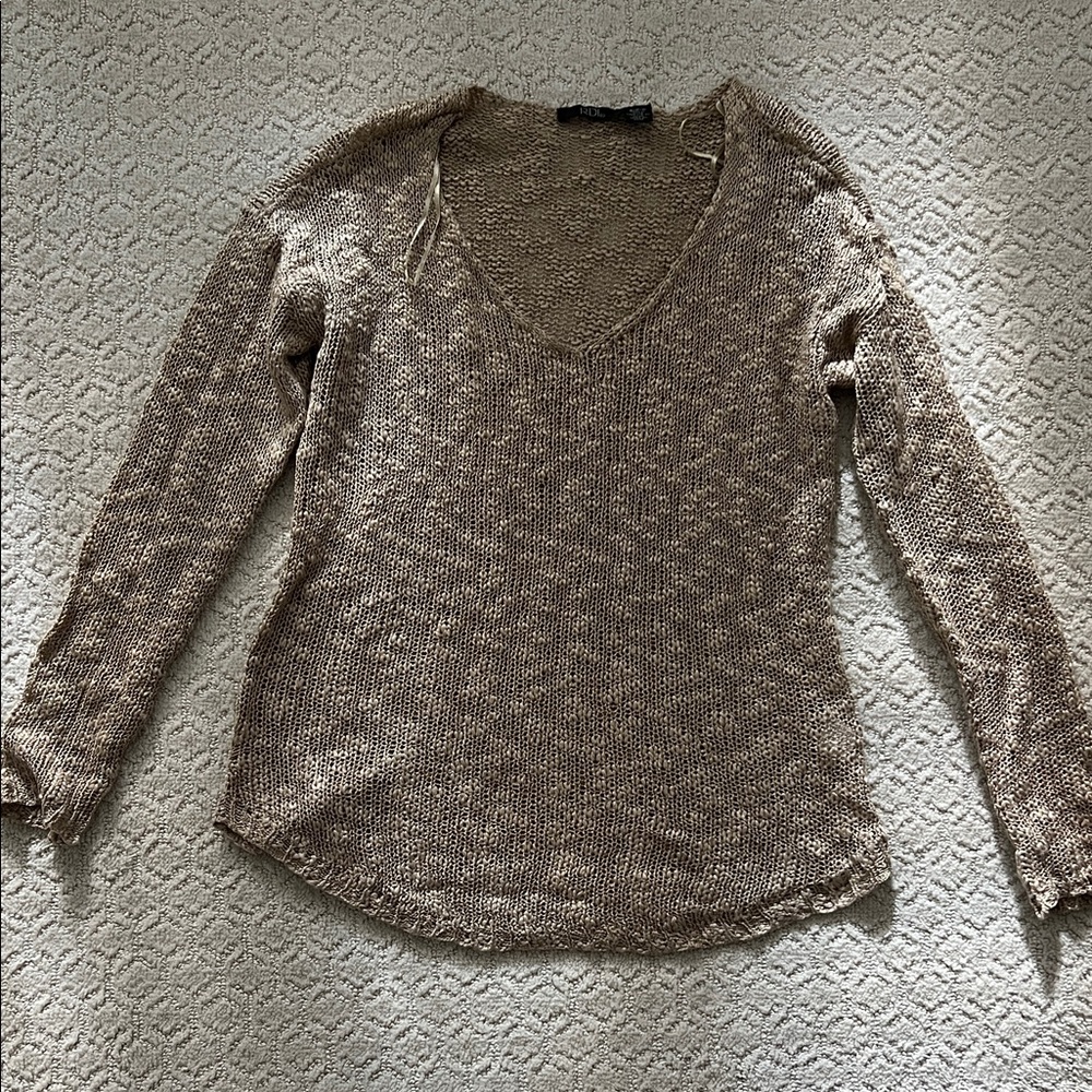 Brown Knit V-Neck Sweater